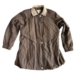 Westbound Women's Brown Suede Like Jacket Size L Lined Collar Snap Button